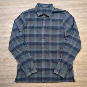Lululemon Men's Large Masons Peak Flannel Long Sleeve Shirt Navy Grey